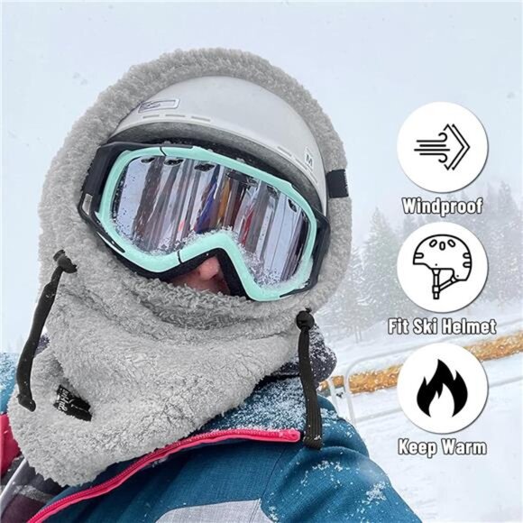 Face Mask Neck Warmer Scarf Helmet Hood Grey - Picture 3 of 5